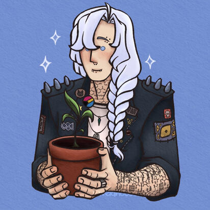Damien with a pot
